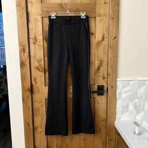 Crystal embellished black tuxedo pants